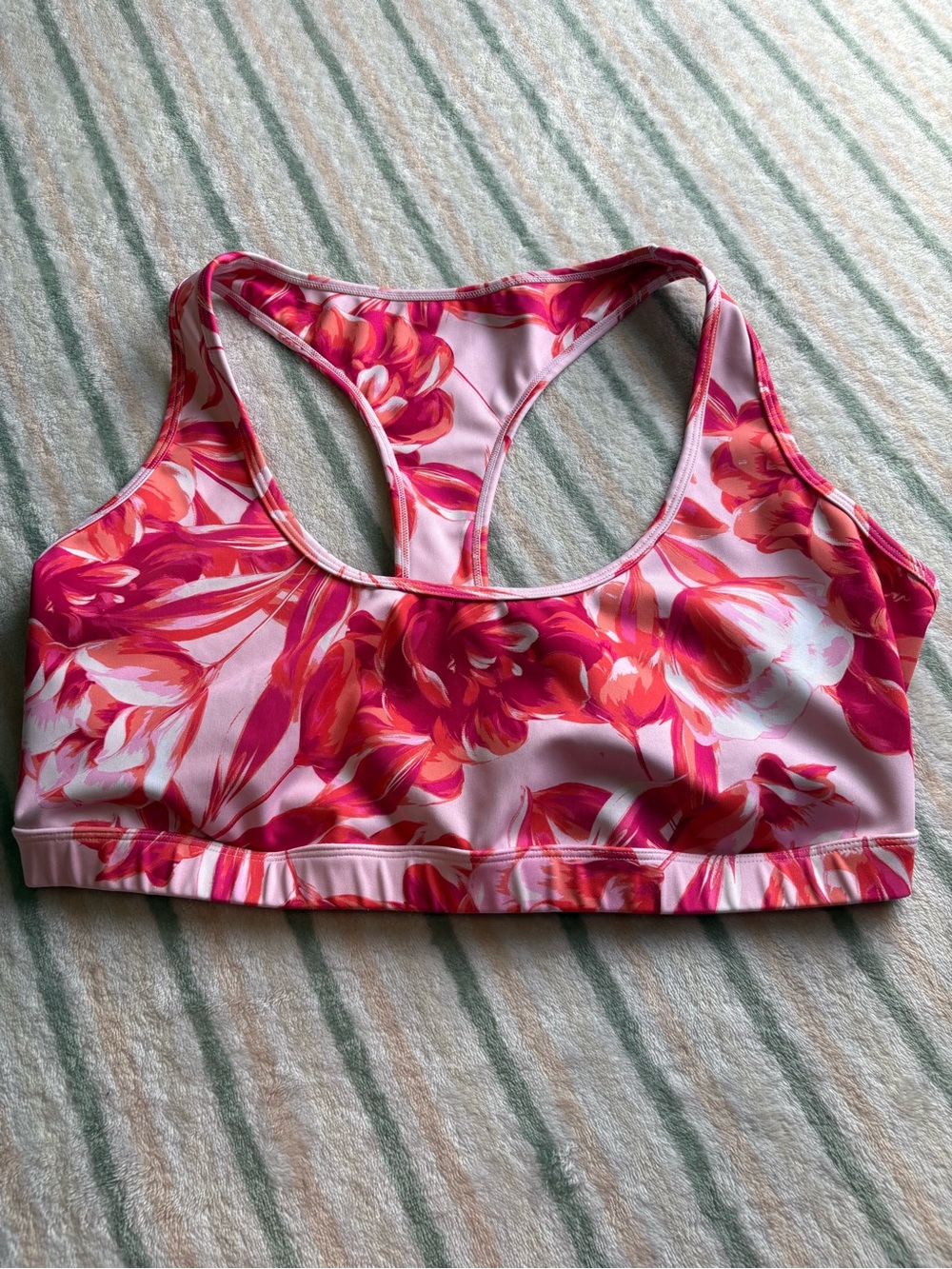 JustFab Pink and Coral Floral Active Bra